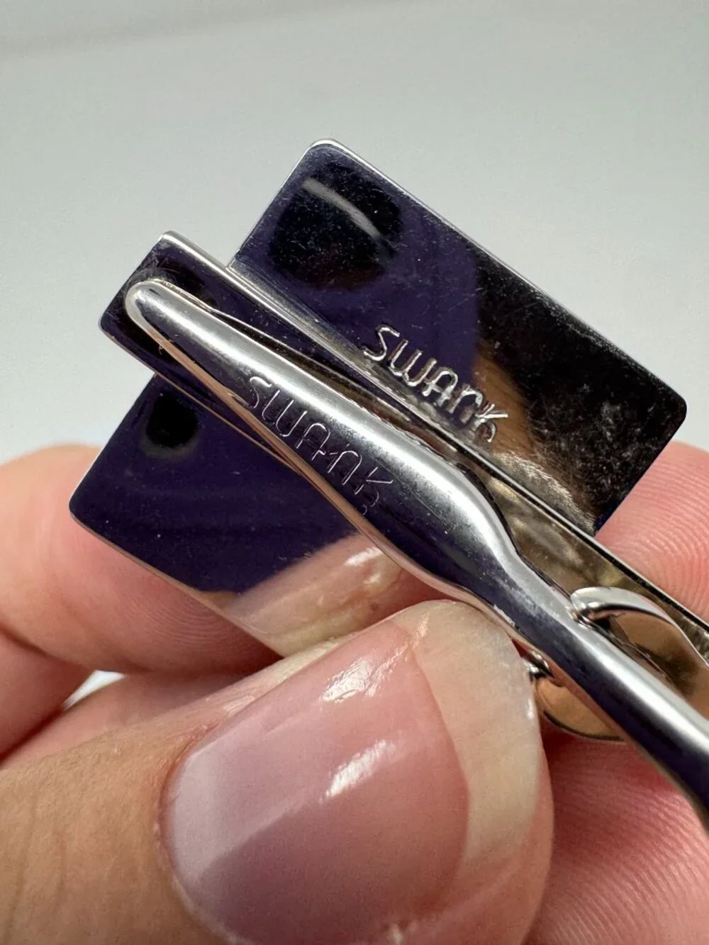 Vintage Swank Lavender Pink Enamel Horse Tie Clip & Single Cufflink